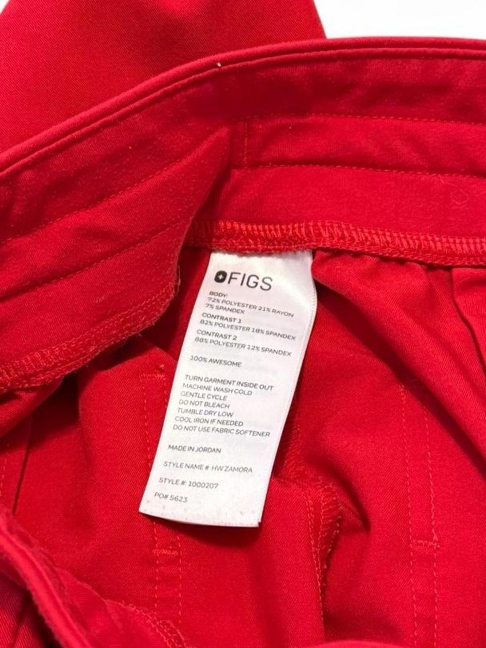 FIGS High Waisted Zamora Jogger Scrub Pants Size S Tall Pop Red Royal Blue - Picture 6 of 6